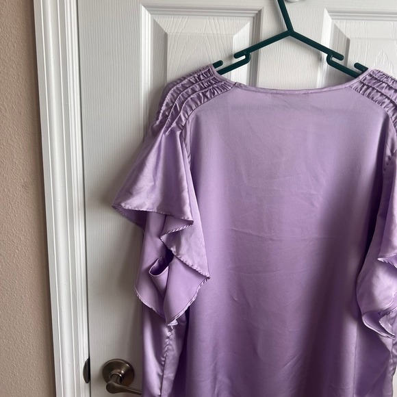 New Philosophy Lilac Purple V-Neck Flutter Sleeve Blouse Top 2X/XXL - Picture 6 of 9